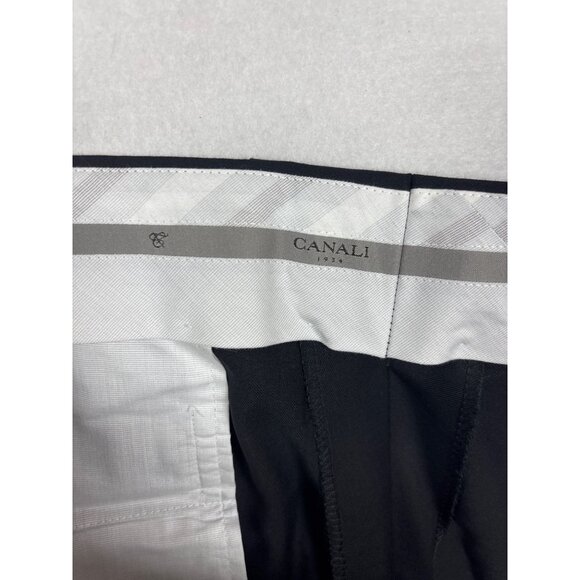 Canali Mens Black Flat-Front Dress Pants38x30.5 - Picture 7 of 10